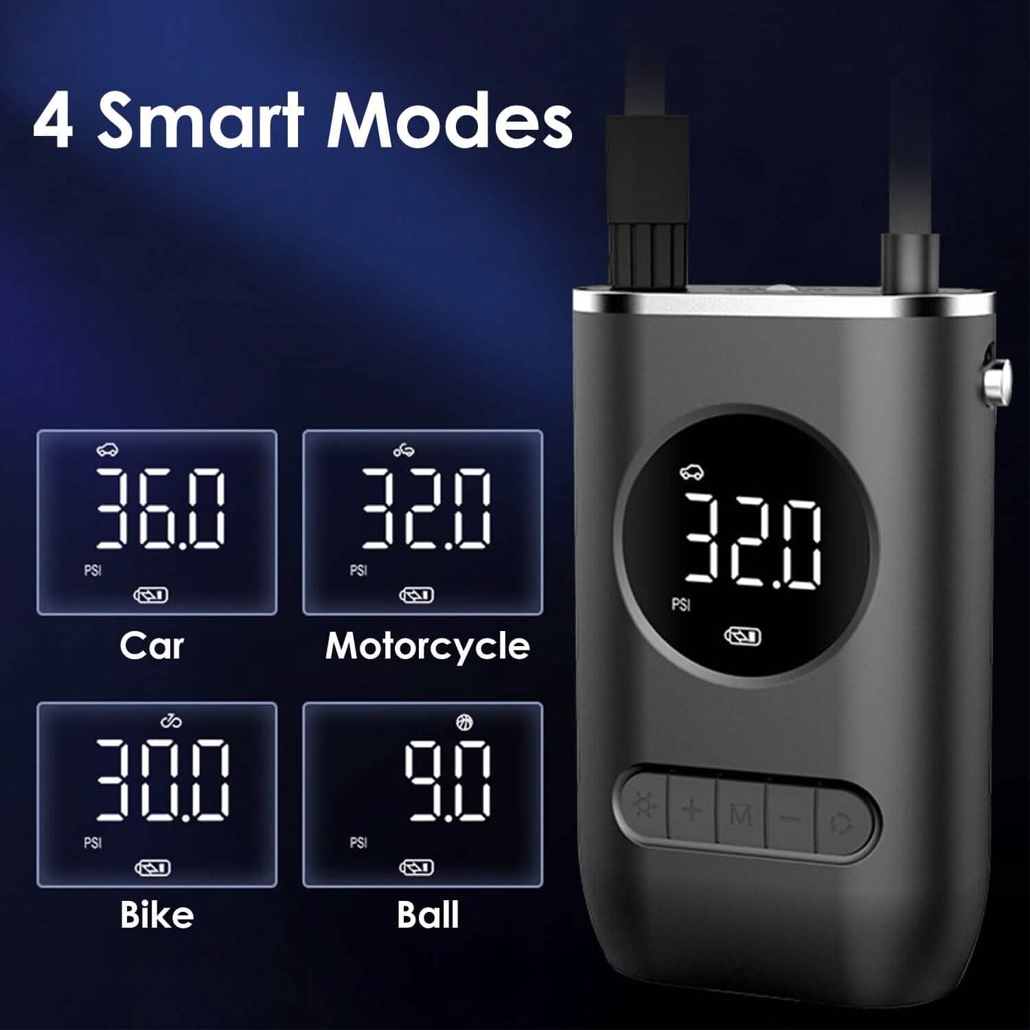 Car Tire Inflator Pump Portable 150 PSI with LED Light Automotive - Tophatter Daily Deals