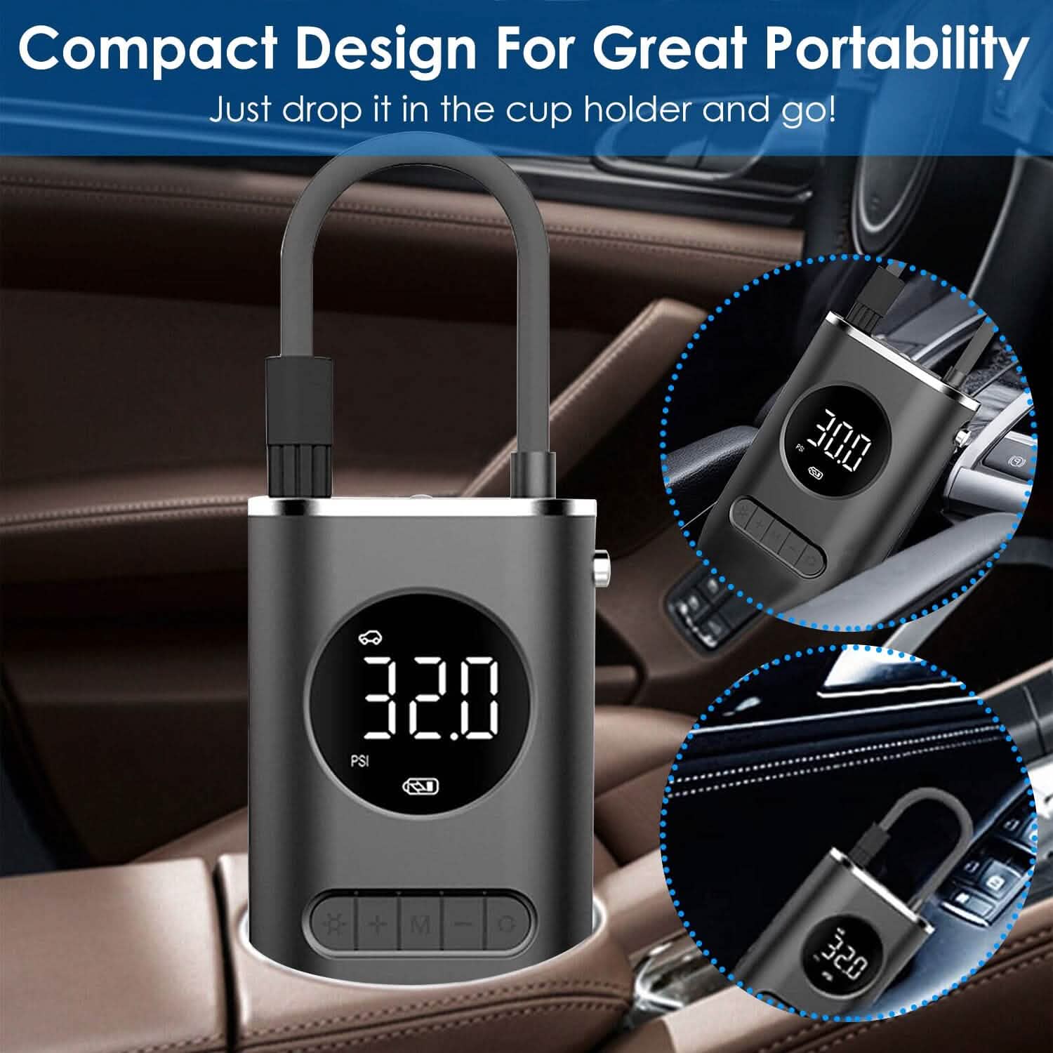 Car Tire Inflator Pump Portable 150 PSI with LED Light Automotive - Tophatter Daily Deals