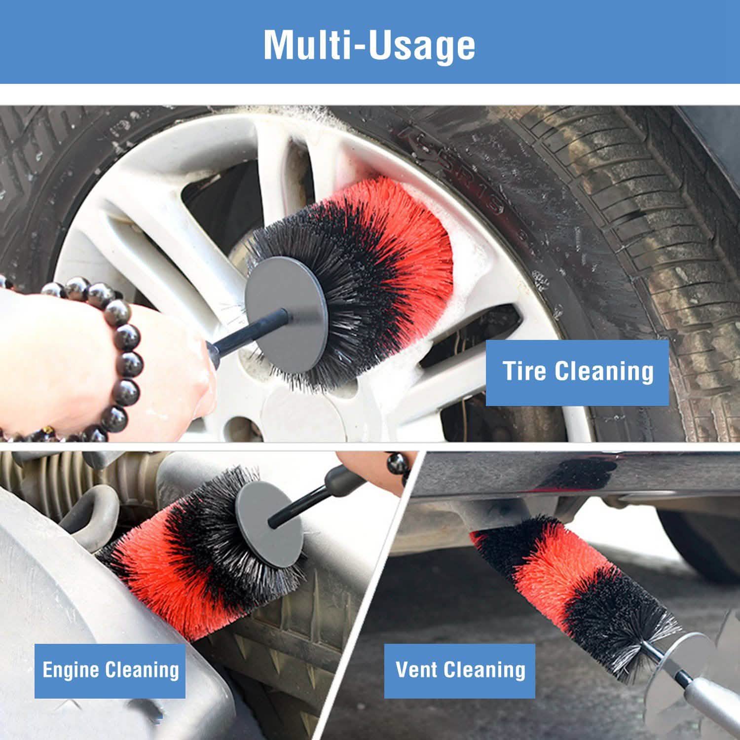 Car Wheel Brush Rims Tire Seat Engine Wash Cleaning Tool Automotive - Tophatter Daily Deals