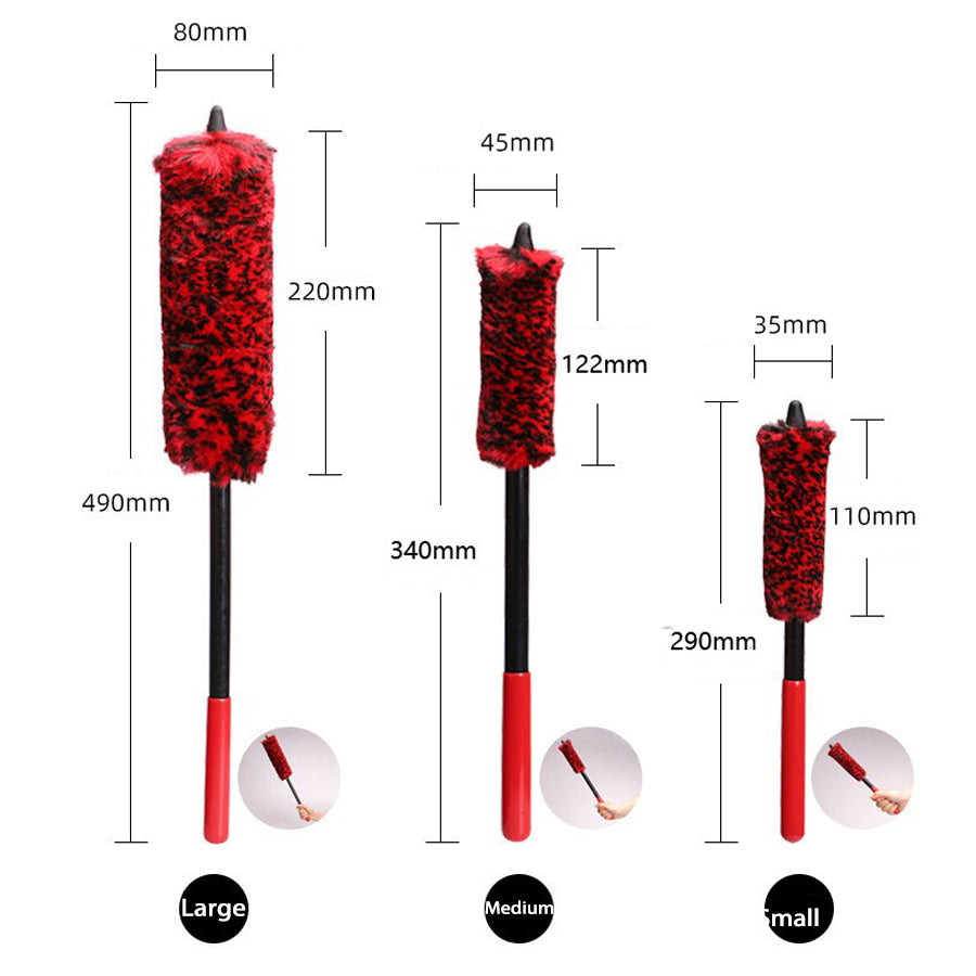 Car Wheel Woolies Plush Soft Alloy Wheel Cleaning Brush Car and Motorcycle Accessories - Tophatter Daily Deals