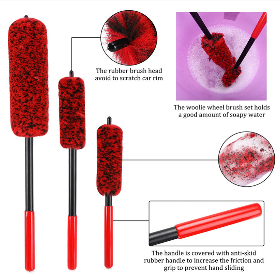 Car Wheel Woolies Plush Soft Alloy Wheel Cleaning Brush Car and Motorcycle Accessories - Tophatter Daily Deals