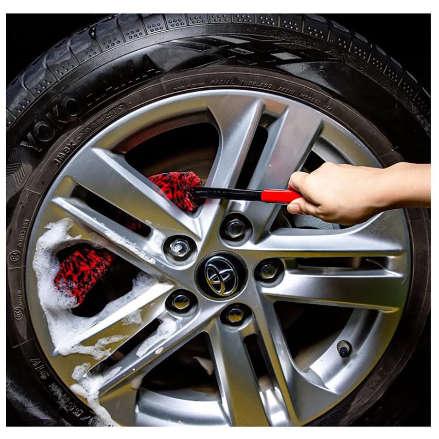 Car Wheel Woolies Plush Soft Alloy Wheel Cleaning Brush Car and Motorcycle Accessories - Tophatter Daily Deals