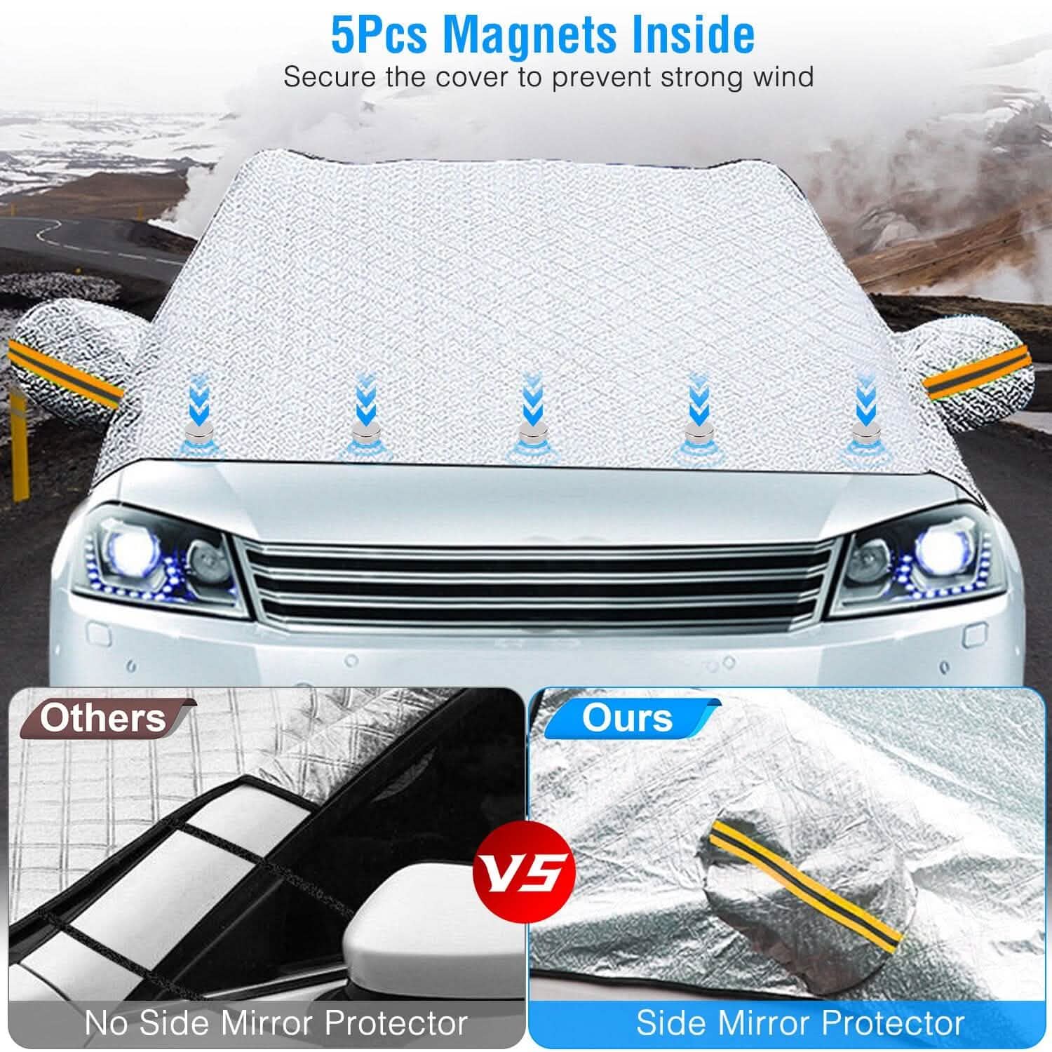 Car Windshield Snow Cover Windproof Magnetic Car Windscreen Cover Automotive - Tophatter Daily Deals