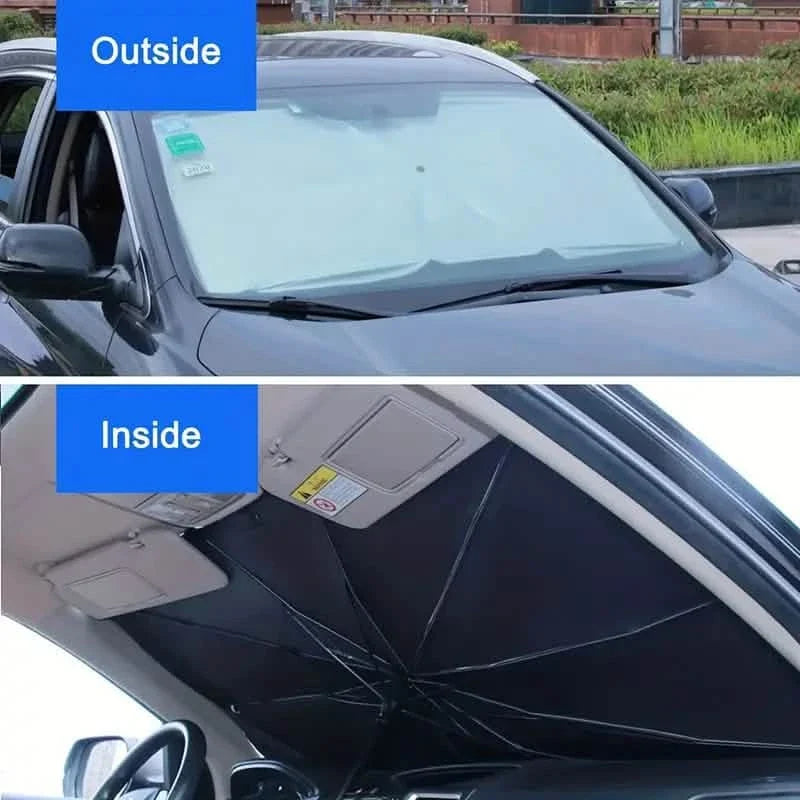 Car Windshield Sun Shade UV Rays and Heat Sun Visor Protector Foldable Reflector Umbrella Automotive - Tophatter Daily Deals