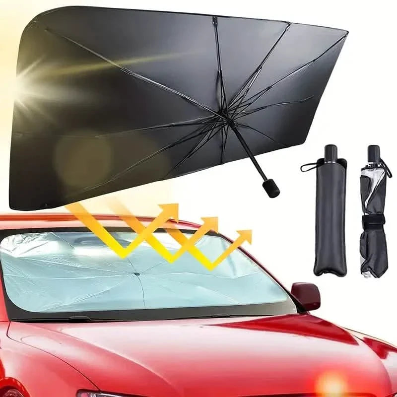 Car Windshield Sun Shade UV Rays and Heat Sun Visor Protector Foldable Reflector Umbrella Automotive - Tophatter Daily Deals