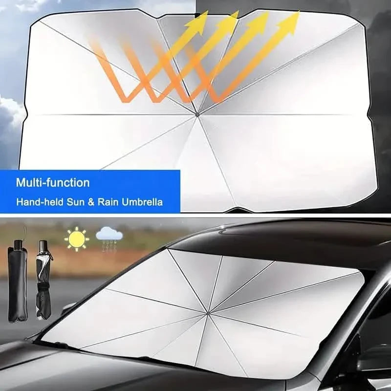 Car Windshield Sun Shade UV Rays and Heat Sun Visor Protector Foldable Reflector Umbrella Automotive - Tophatter Daily Deals
