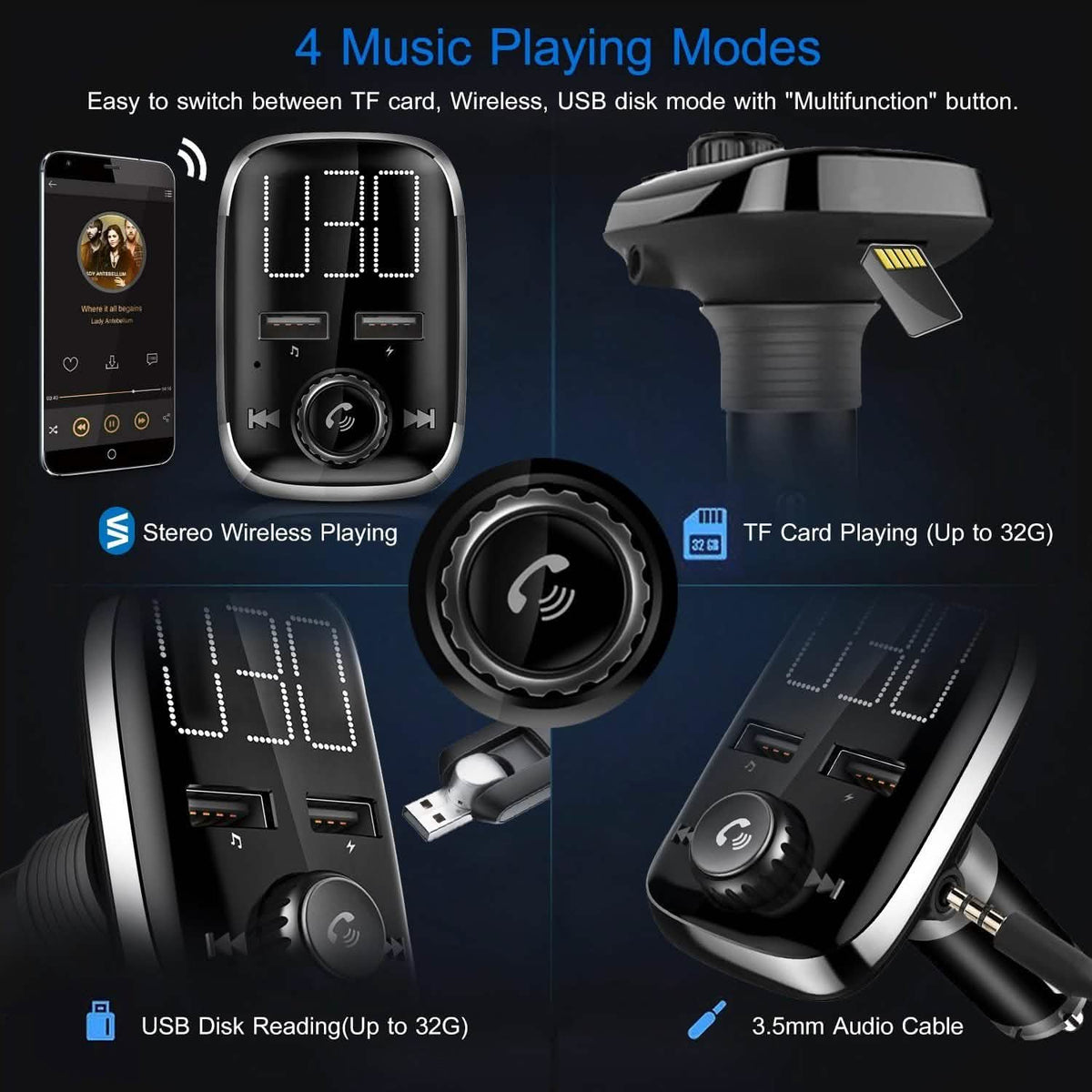 Car Wireless FM Transmitter Dual USB Charger Automotive - Tophatter Daily Deals