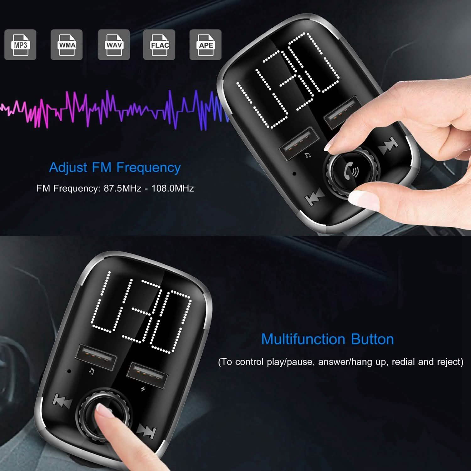 Car Wireless FM Transmitter Dual USB Charger Automotive - Tophatter Daily Deals