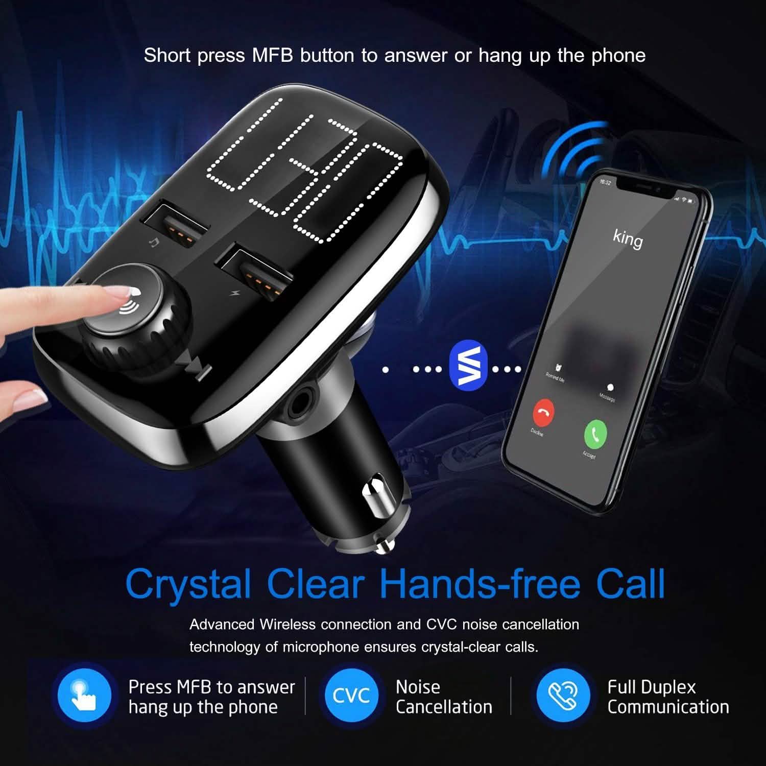 Car Wireless FM Transmitter Dual USB Charger Automotive - Tophatter Daily Deals