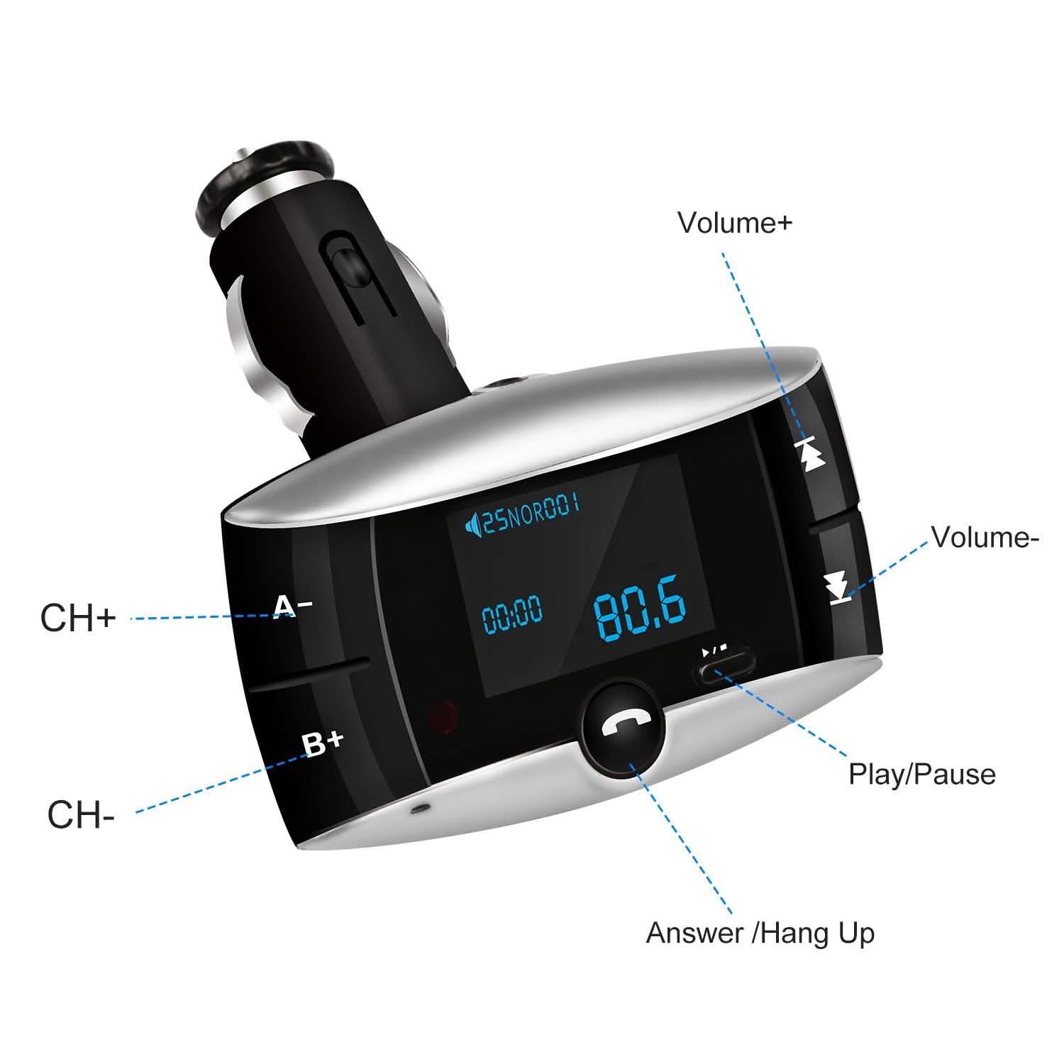 Car Wireless FM Transmitter USB Charger Hands-free Call MP3 Player Automotive - Tophatter Daily Deals