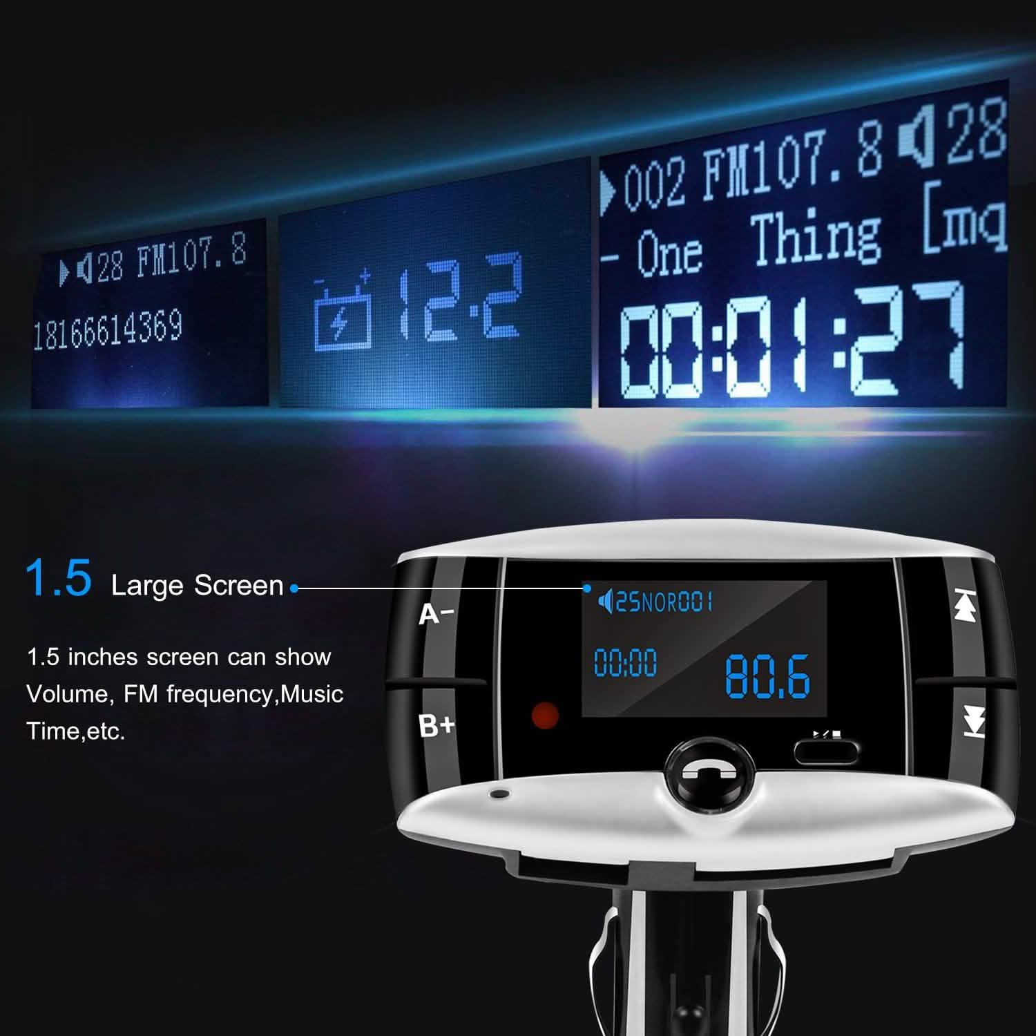Car Wireless FM Transmitter USB Charger Hands-free Call MP3 Player Automotive - Tophatter Daily Deals