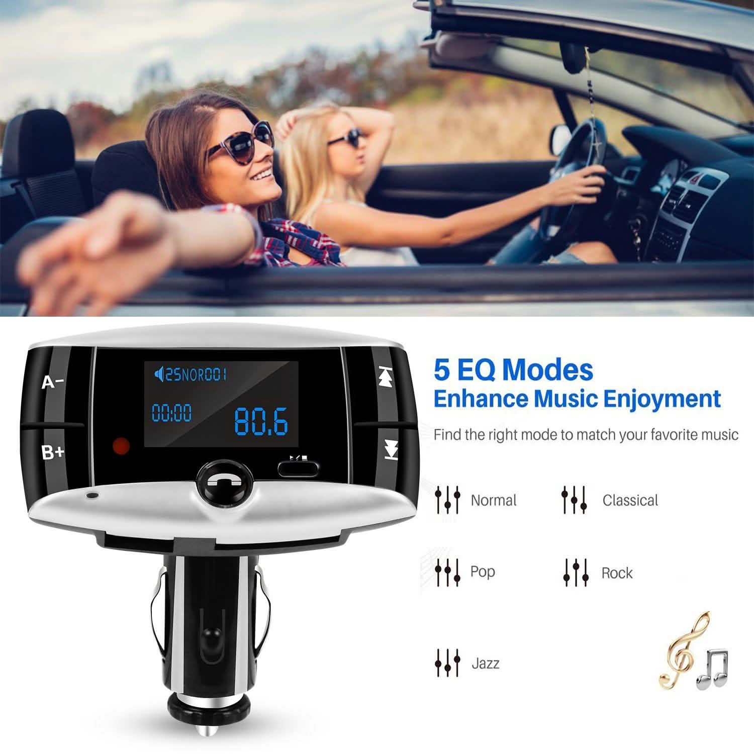 Car Wireless FM Transmitter USB Charger Hands-free Call MP3 Player Automotive - Tophatter Daily Deals