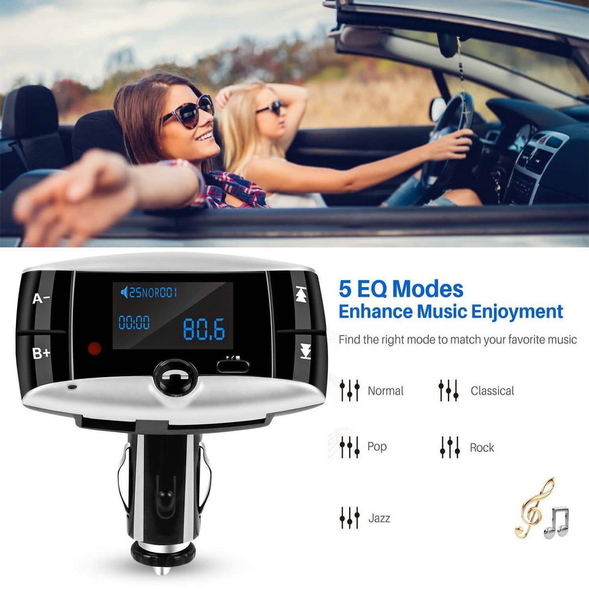 Car Wireless FM Transmitter USB Charger Hands-free Call MP3 Player Phone Chargers - Tophatter Daily Deals
