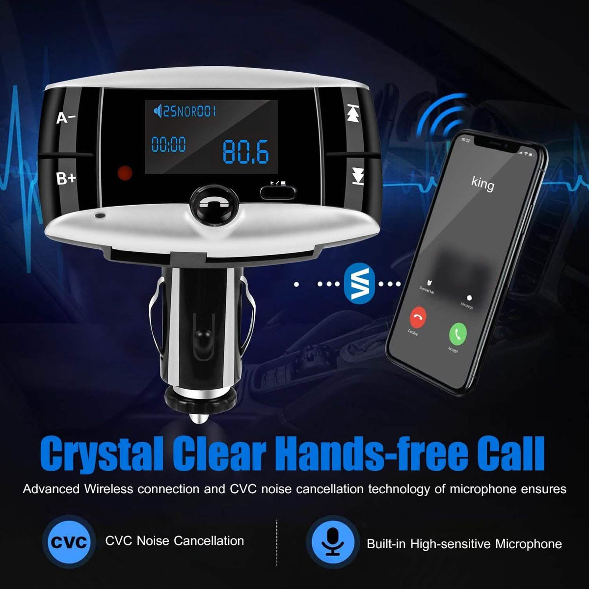 Car Wireless FM Transmitter USB Charger Hands-free Call MP3 Player Phone Chargers - Tophatter Daily Deals
