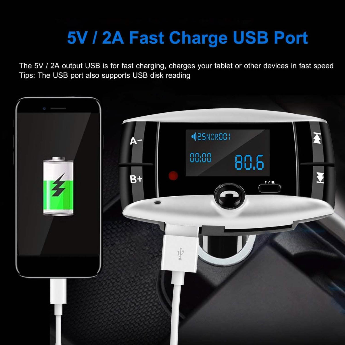 Car Wireless FM Transmitter USB Charger Hands-free Call MP3 Player Phone Chargers - Tophatter Daily Deals