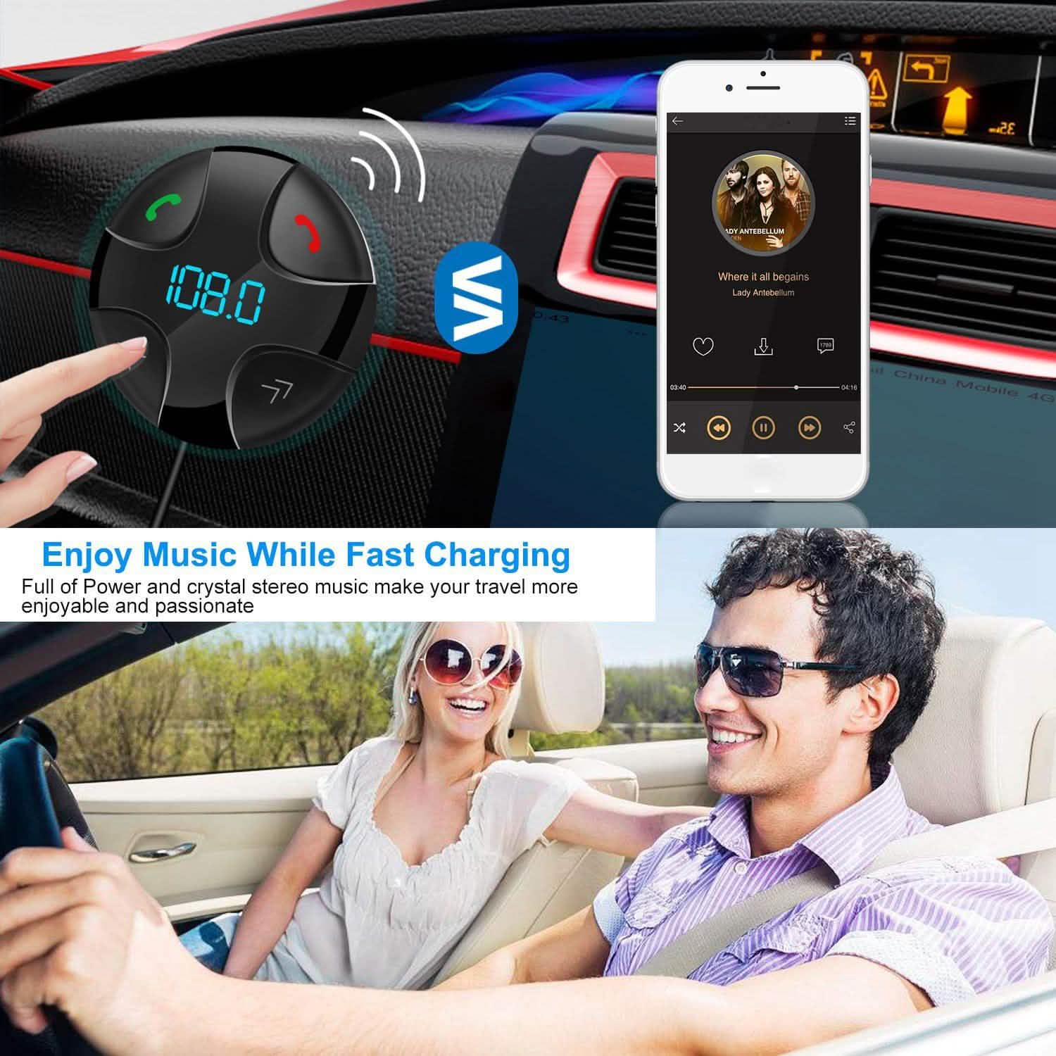 Car Wireless FM Transmitter V4 .2 Car MP3 Player Automotive - Tophatter Daily Deals
