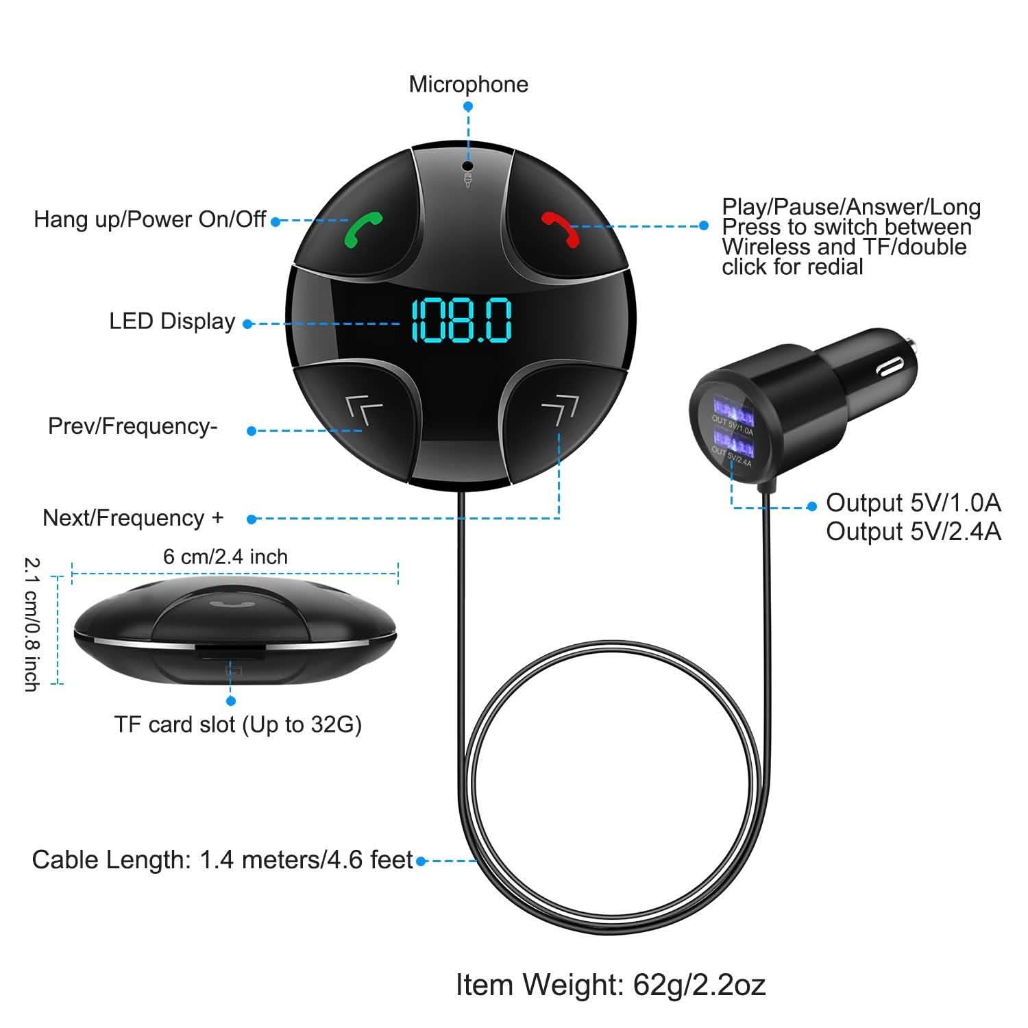 Car Wireless FM Transmitter V4 .2 Car MP3 Player Automotive - Tophatter Daily Deals