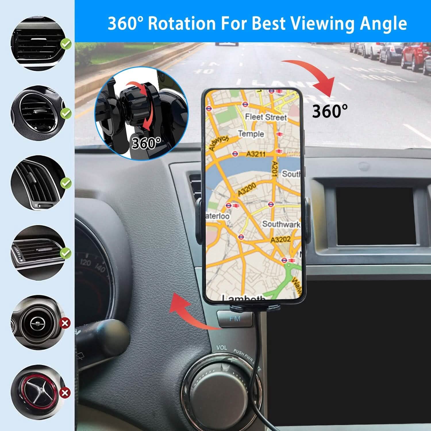 Car Wireless Phone Charger Car Air Vent Phone Mount Automotive - Tophatter Daily Deals