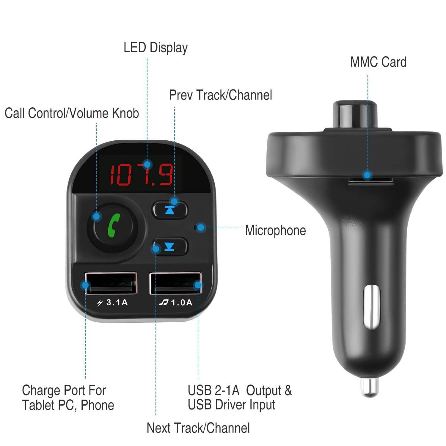 Car Wireless V5.1 FM Transmitter Automotive - Tophatter Daily Deals
