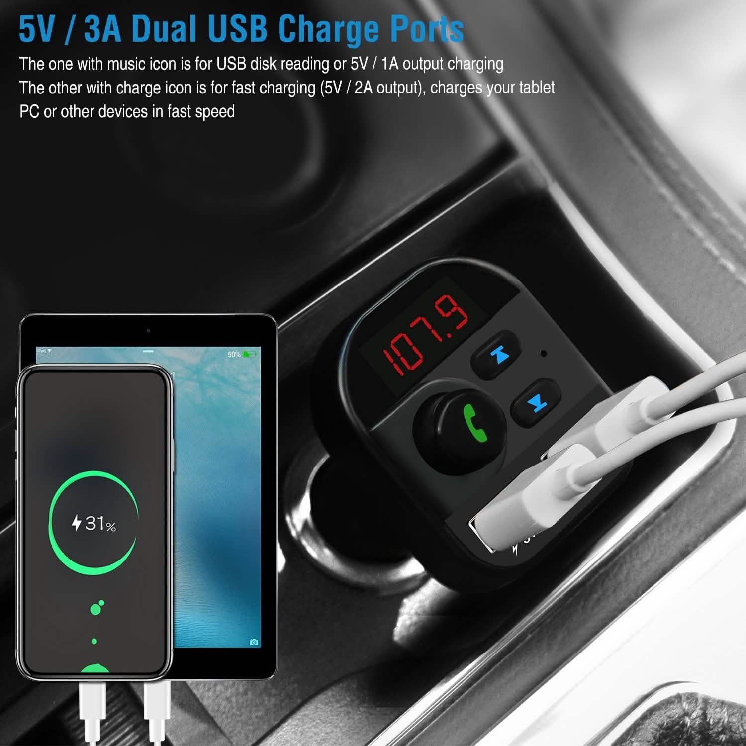 Car Wireless V5.1 FM Transmitter Automotive - Tophatter Daily Deals