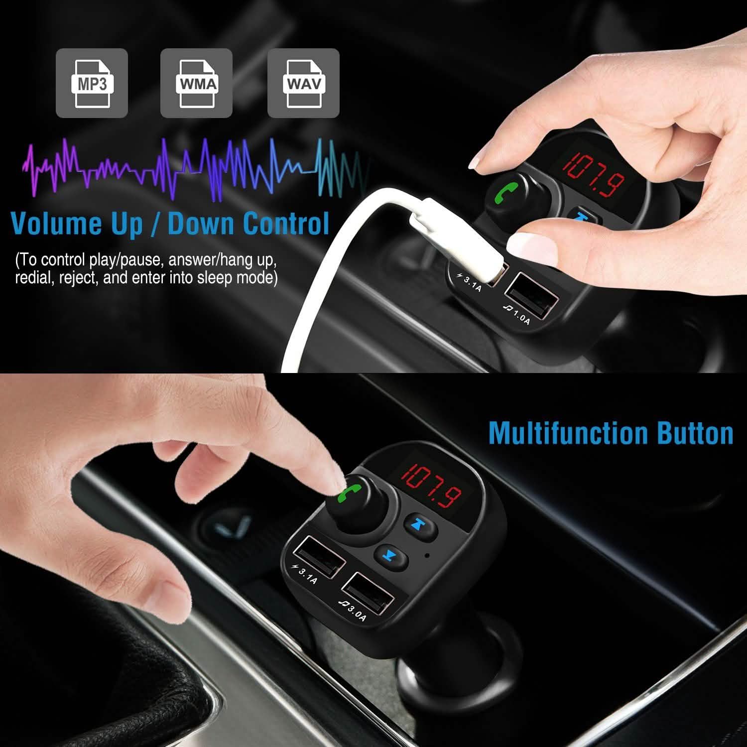 Car Wireless V5.1 FM Transmitter Automotive - Tophatter Daily Deals