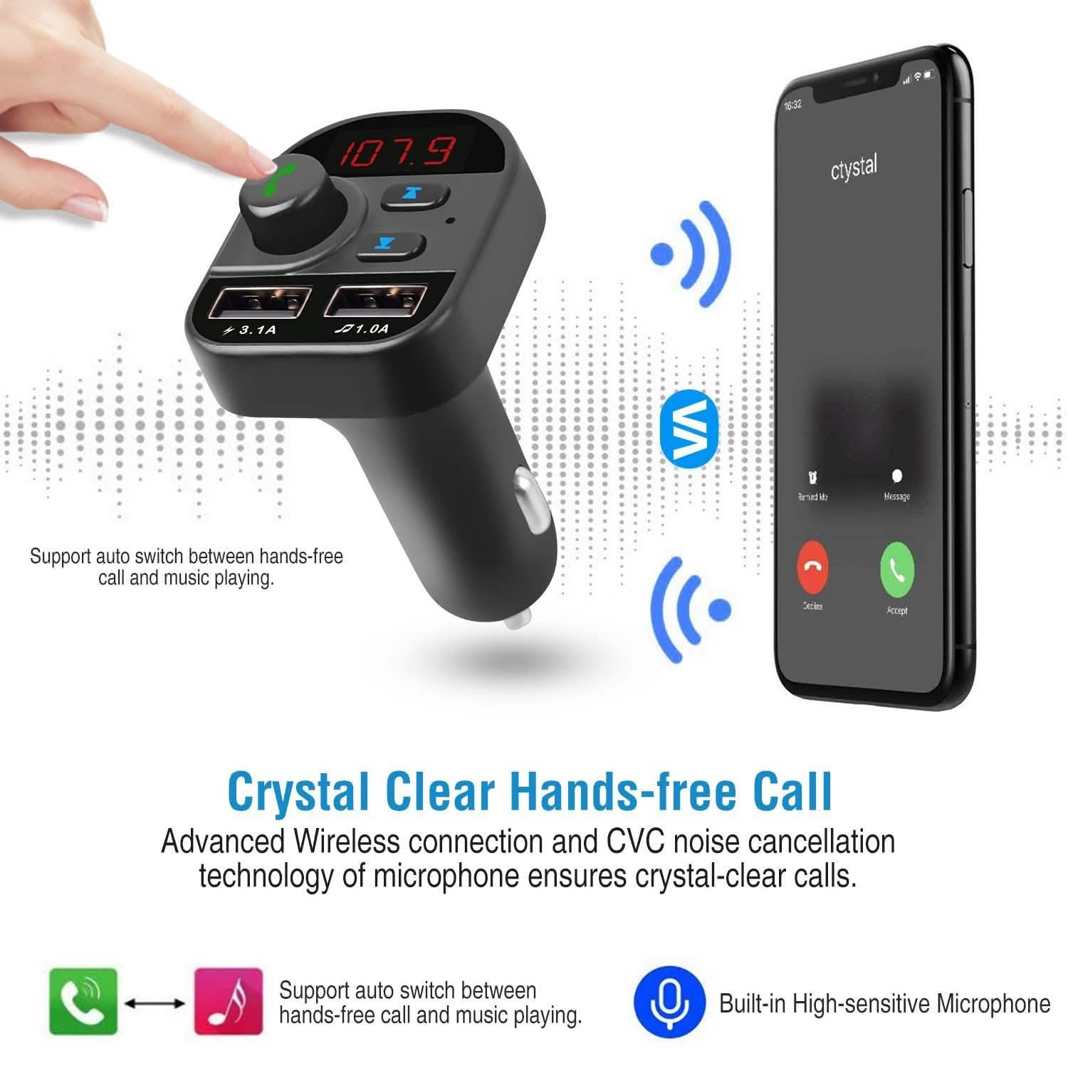 Car Wireless V5.1 FM Transmitter Automotive - Tophatter Daily Deals