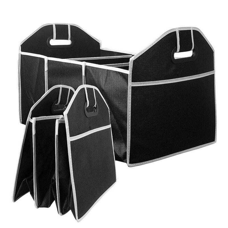Car Boot Organiser - Heavy Duty Collapsible Foldable Tidy Pocket Storage Black Without Mesh Car Accessories - Tophatter Daily Deals