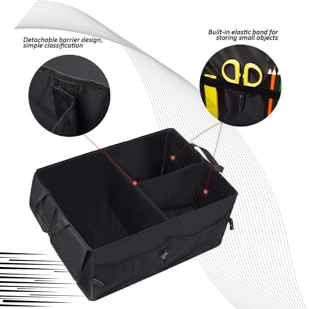 Car Boot Organiser - Heavy Duty Collapsible Foldable Tidy Pocket Storage Car Accessories - Tophatter Daily Deals