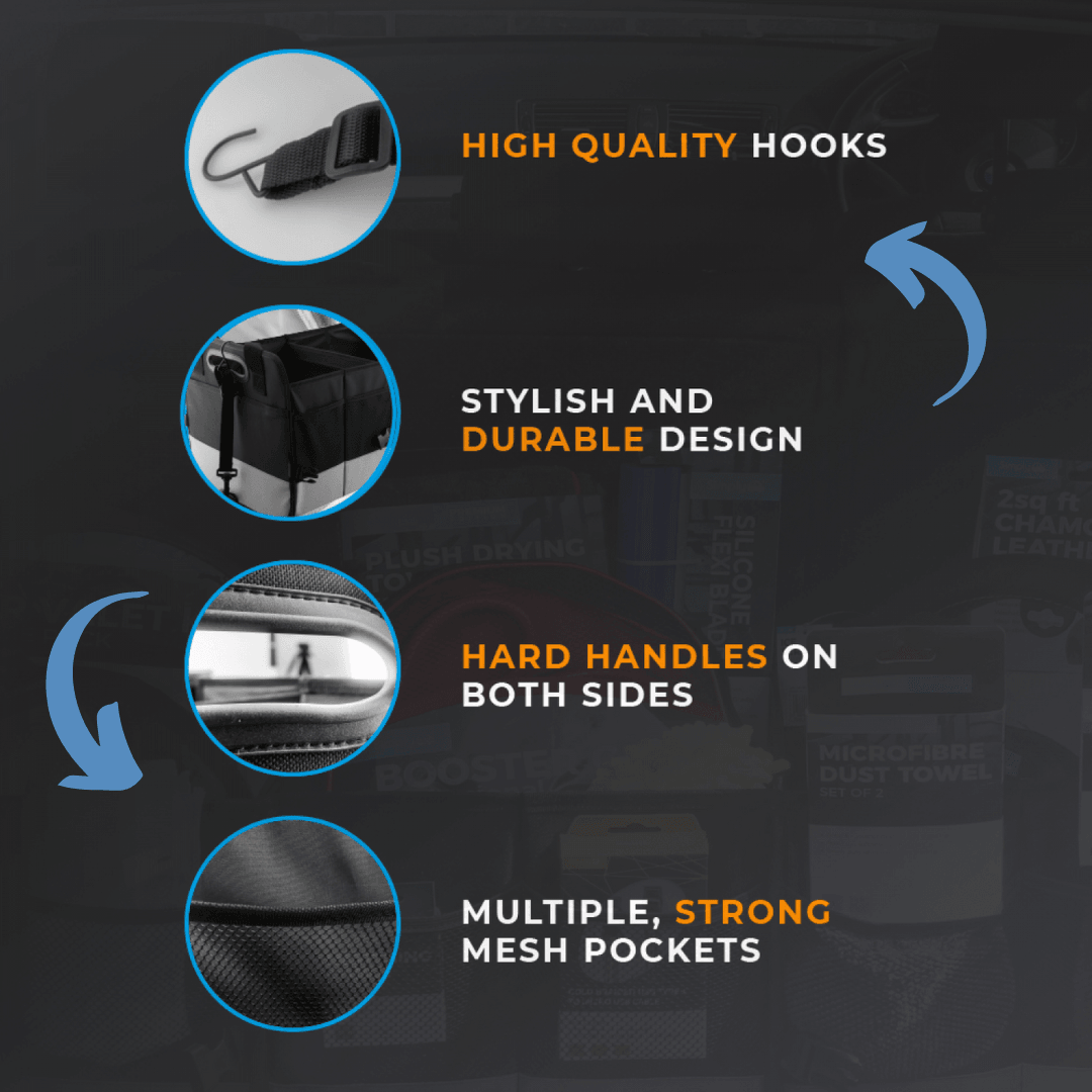 Car Boot Organiser - Heavy Duty Collapsible Foldable Tidy Pocket Storage Car Accessories - Tophatter Daily Deals