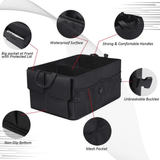 Car Boot Organiser - Heavy Duty Collapsible Foldable Tidy Pocket Storage Black With Mesh Car Accessories - Tophatter Daily Deals