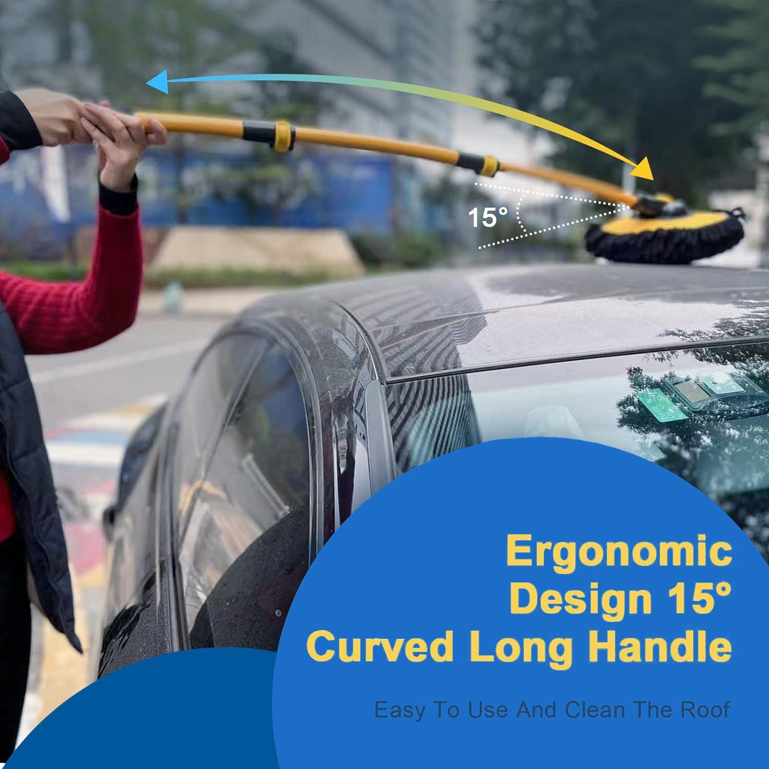 Car Wash Brush Mop - Adjustable Telescopic Wash Brush Kit Long Handle Vehicle Cleaning Tool Car Accessories - Tophatter Daily Deals