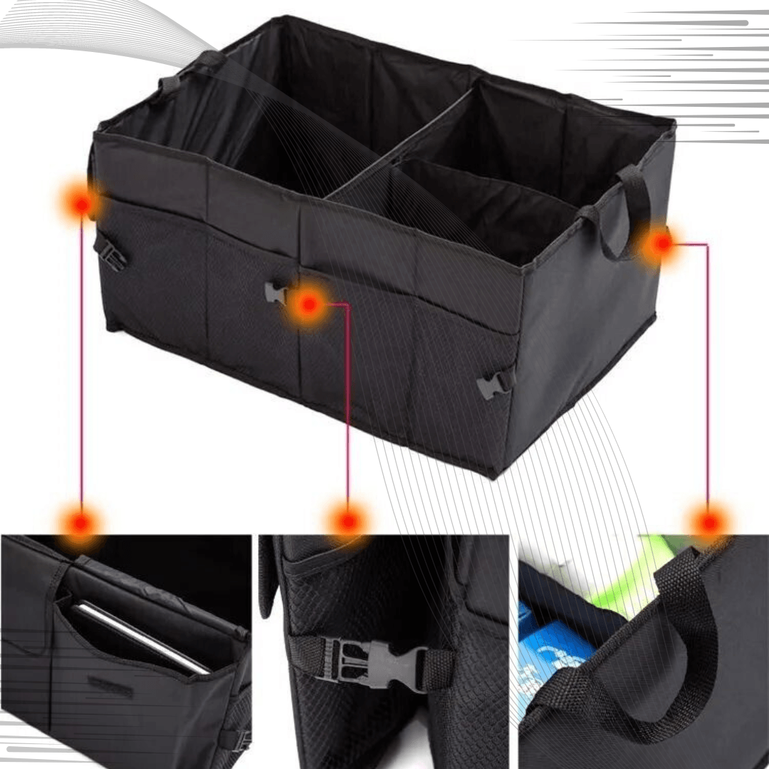 Car Boot Organiser - Heavy Duty Collapsible Foldable Tidy Pocket Storage Car Accessories - Tophatter Daily Deals