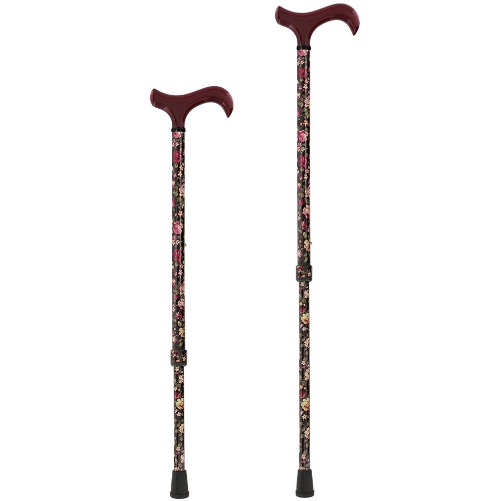 Dark Floral Derby Cane: Adjustable Carbon Fiber Superlite Carbon Fiber Walking Canes - Tophatter Daily Deals
