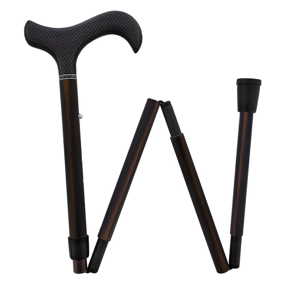 Exotic Ebony Wrapped Folding Carbon Fiber Cane - Foldable, Adjustable Superlite Carbon Fiber Walking Canes - Tophatter Daily Deals