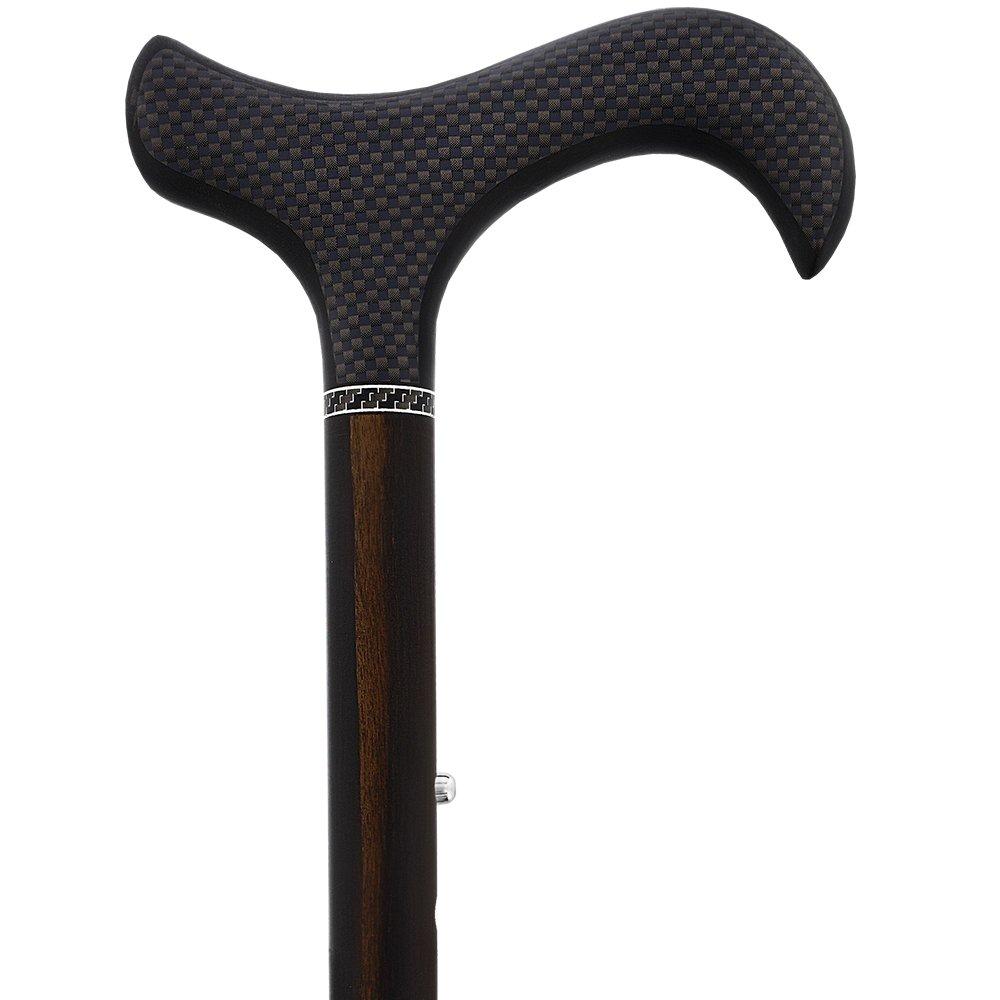 Exotic Ebony Wrapped Folding Carbon Fiber Cane - Foldable, Adjustable Superlite Carbon Fiber Walking Canes - Tophatter Daily Deals