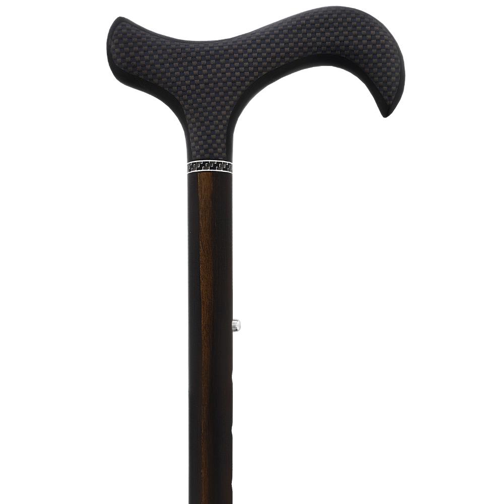 Exotic Ebony Wrapped Folding Carbon Fiber Cane - Foldable, Adjustable Superlite Carbon Fiber Walking Canes - Tophatter Daily Deals