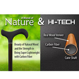Exotic Ebony Wood on Carbon Fiber - Derby Walking Cane Superlite Carbon Fiber Walking Canes - Tophatter Daily Deals