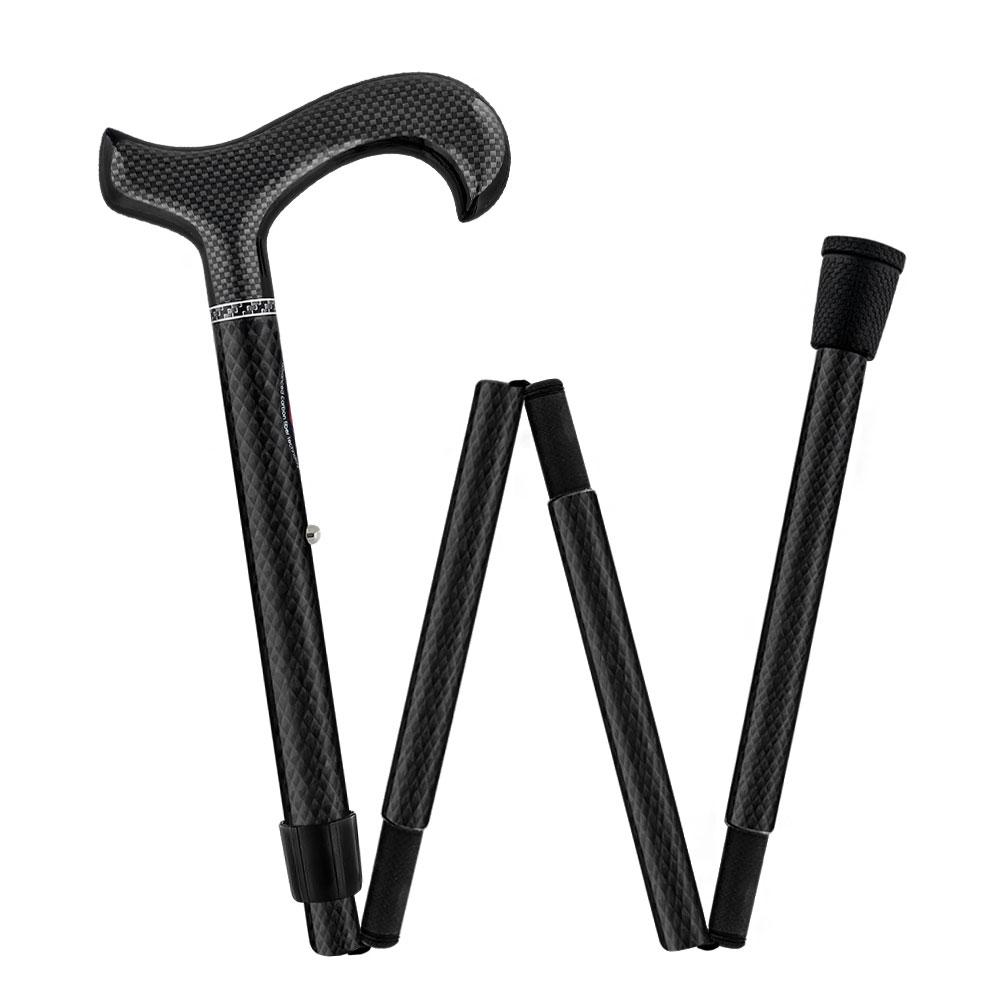 Extra Tall, Folding Carbon Fiber Derby Cane - Adjustable Superlite Carbon Fiber Walking Canes - Tophatter Daily Deals