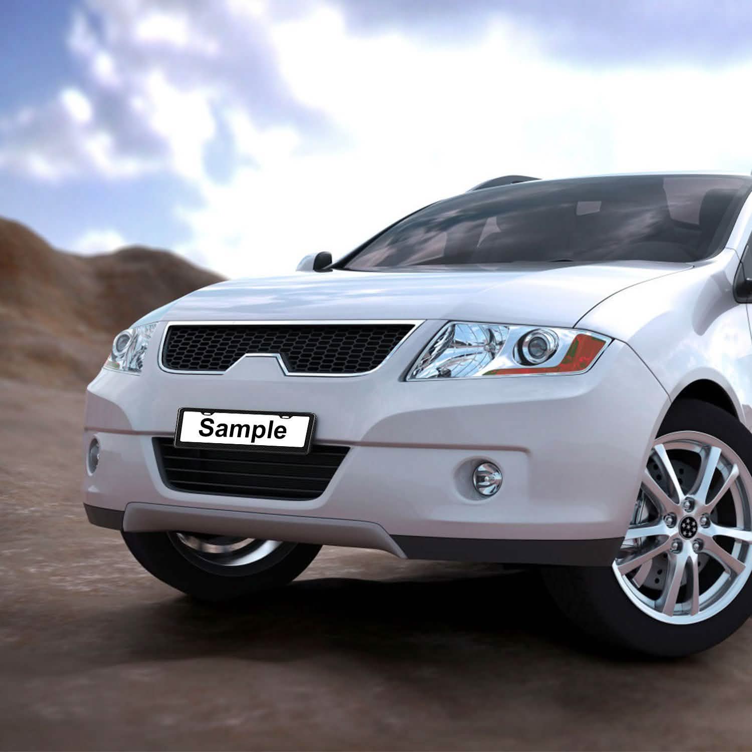 Carbon Fiber Black License Plate Automotive - Tophatter Daily Deals