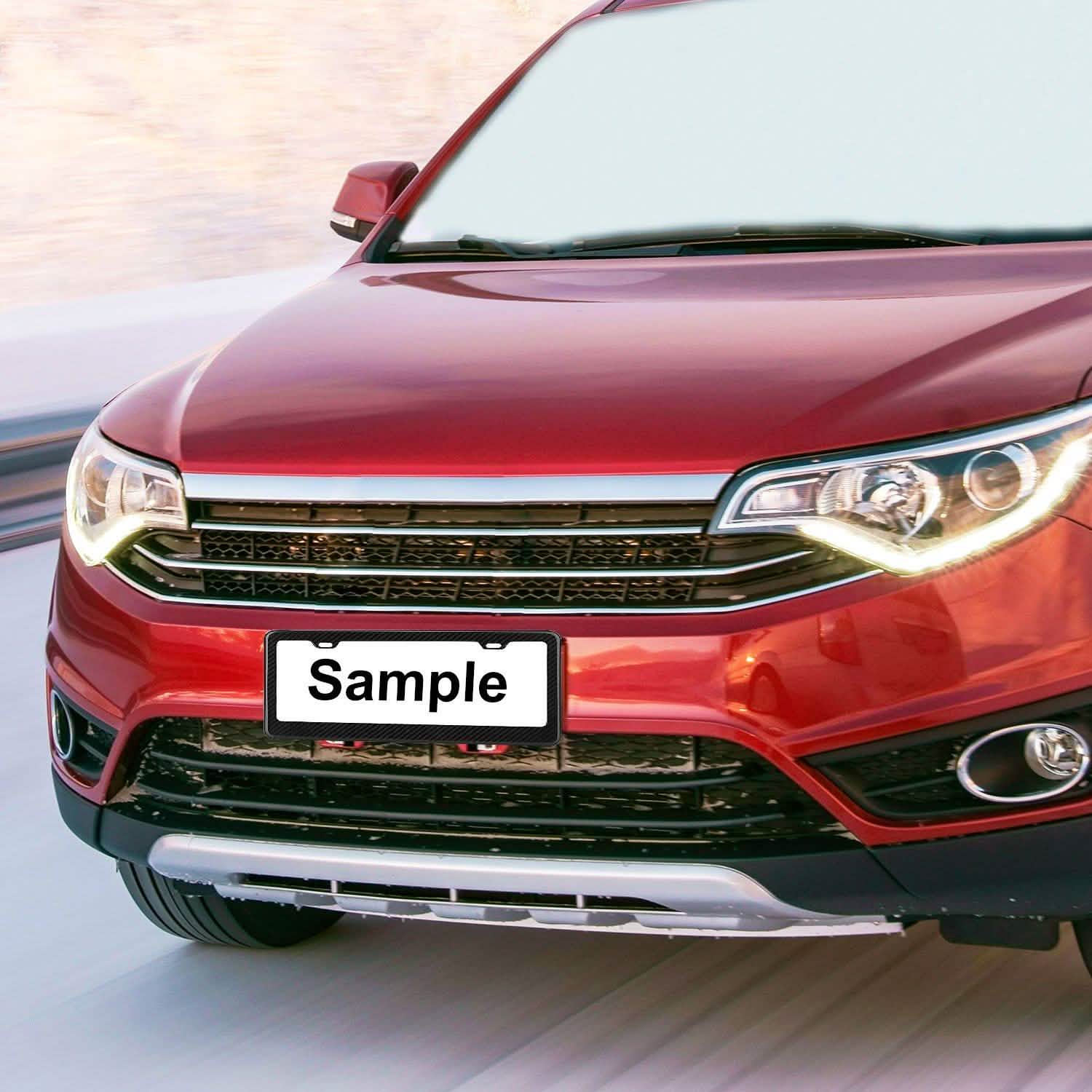 Carbon Fiber Black License Plate Automotive - Tophatter Daily Deals