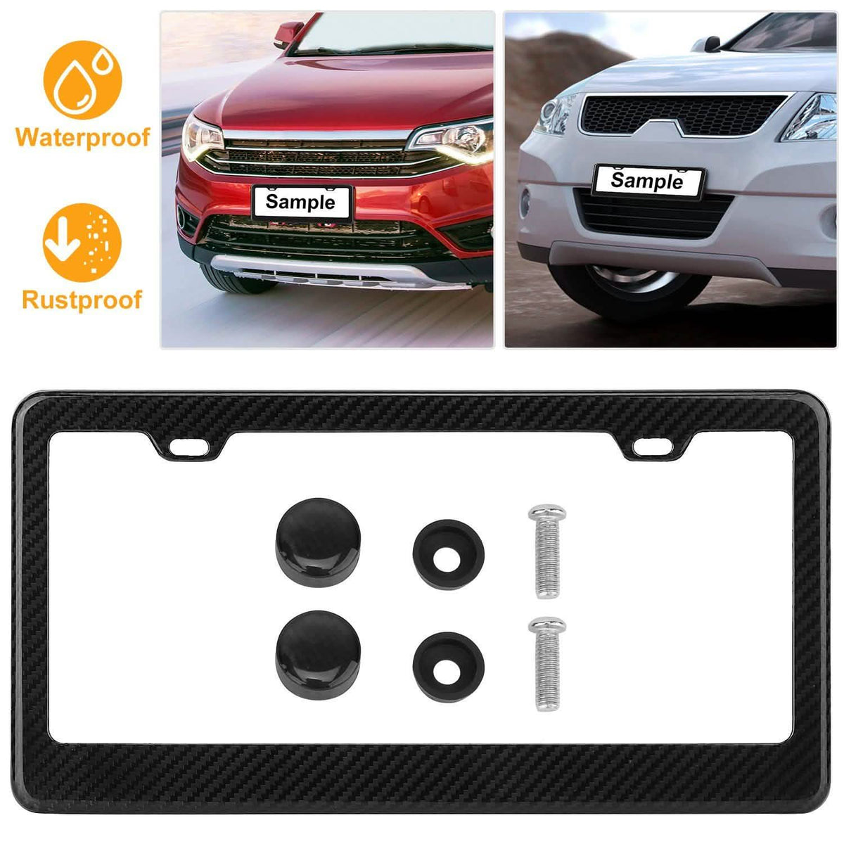 Carbon Fiber Black License Plate Automotive - Tophatter Daily Deals