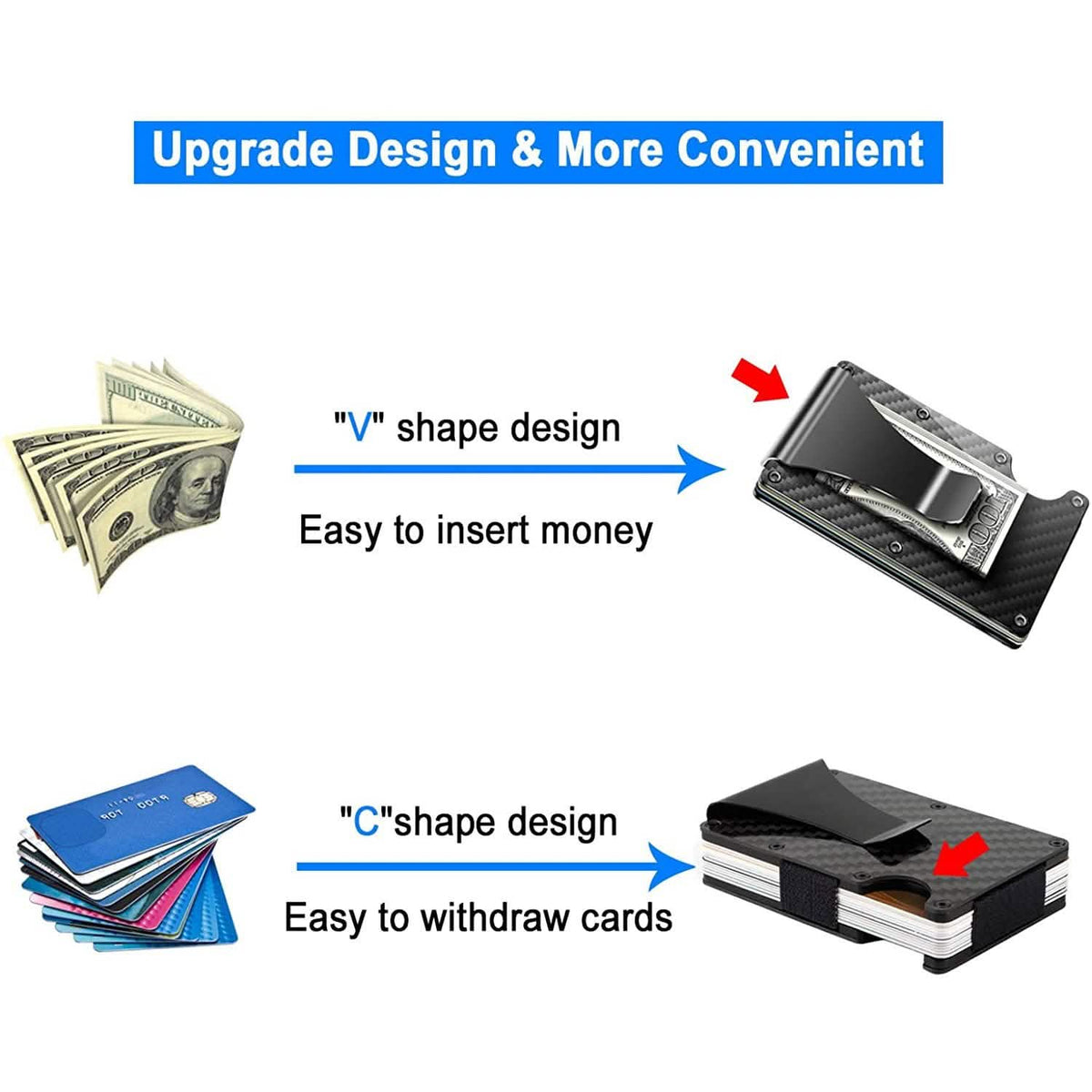Carbon Fiber Money Clip Wallet with RFID Blocking Handbags & Wallets - Tophatter Daily Deals