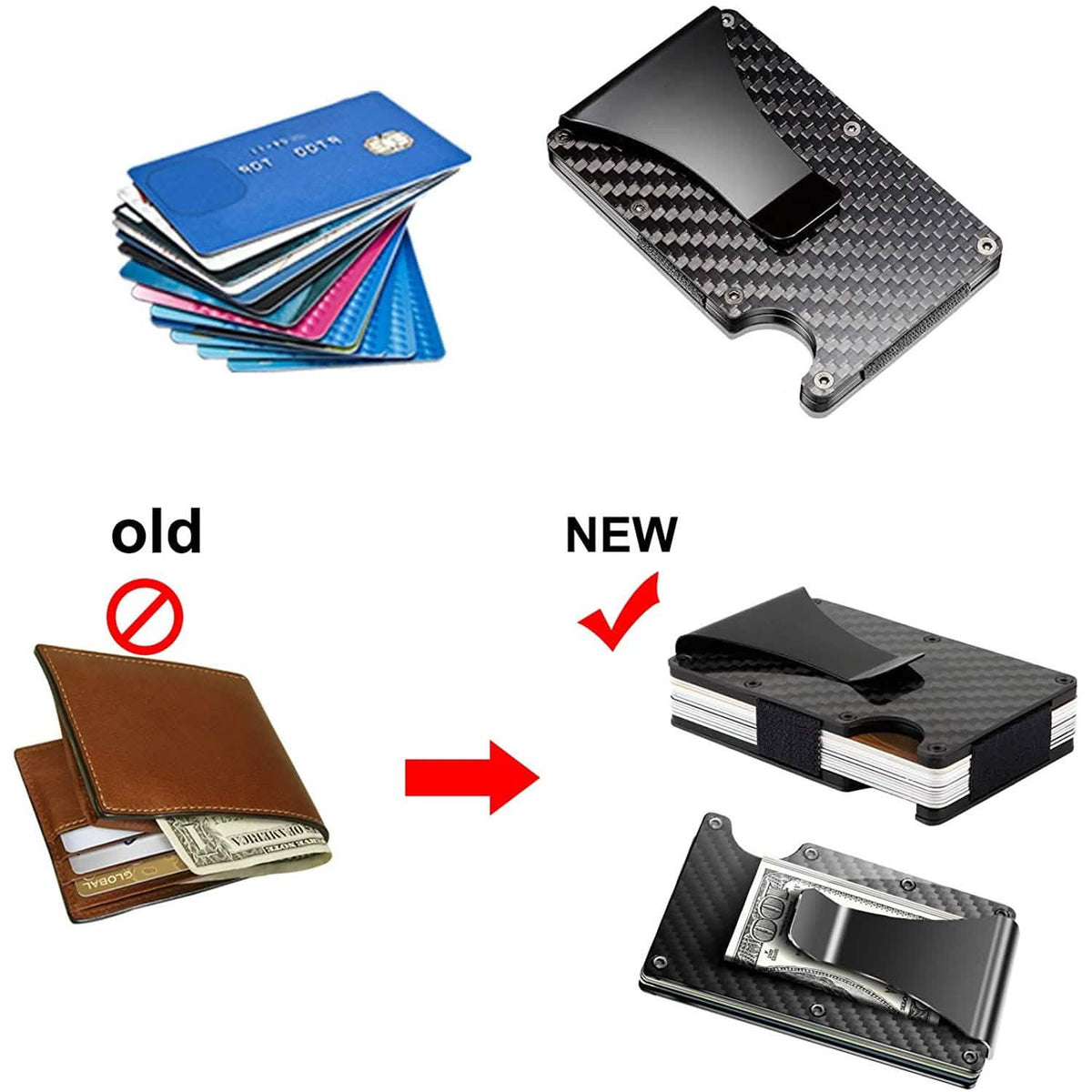 Carbon Fiber Money Clip Wallet with RFID Blocking Handbags & Wallets - Tophatter Daily Deals