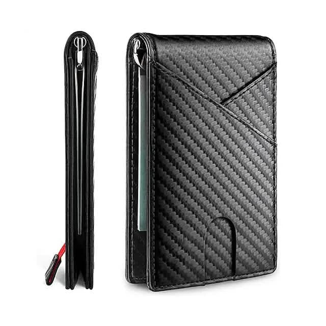 Carbon Fiber Rfid Men Wallets Bi-fold Vallet Billfold Black Handbags & Wallets - Tophatter Daily Deals