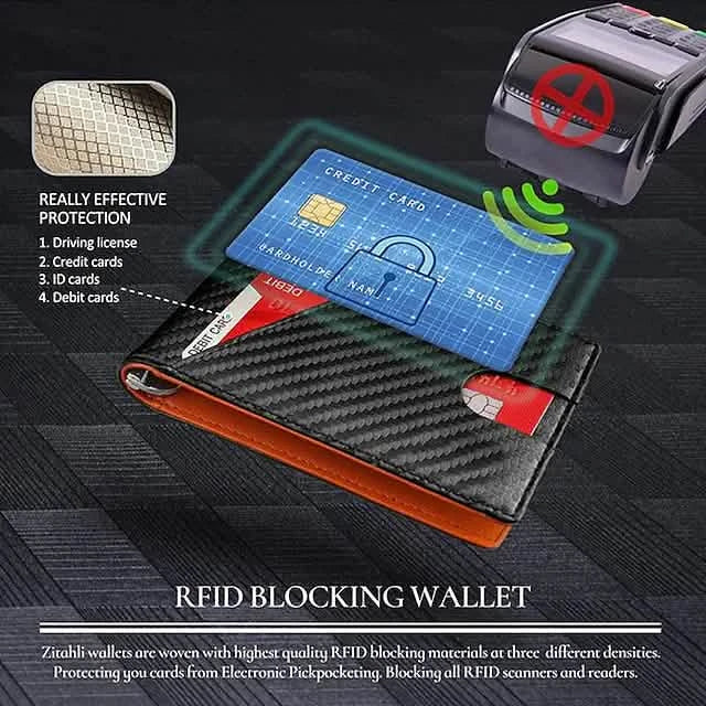 Carbon Fiber Rfid Men Wallets Bi-fold Vallet Billfold Handbags & Wallets - Tophatter Daily Deals