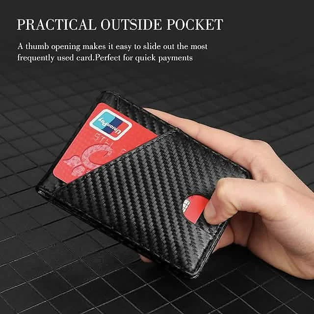 Carbon Fiber Rfid Men Wallets Bi-fold Vallet Billfold Handbags & Wallets - Tophatter Daily Deals