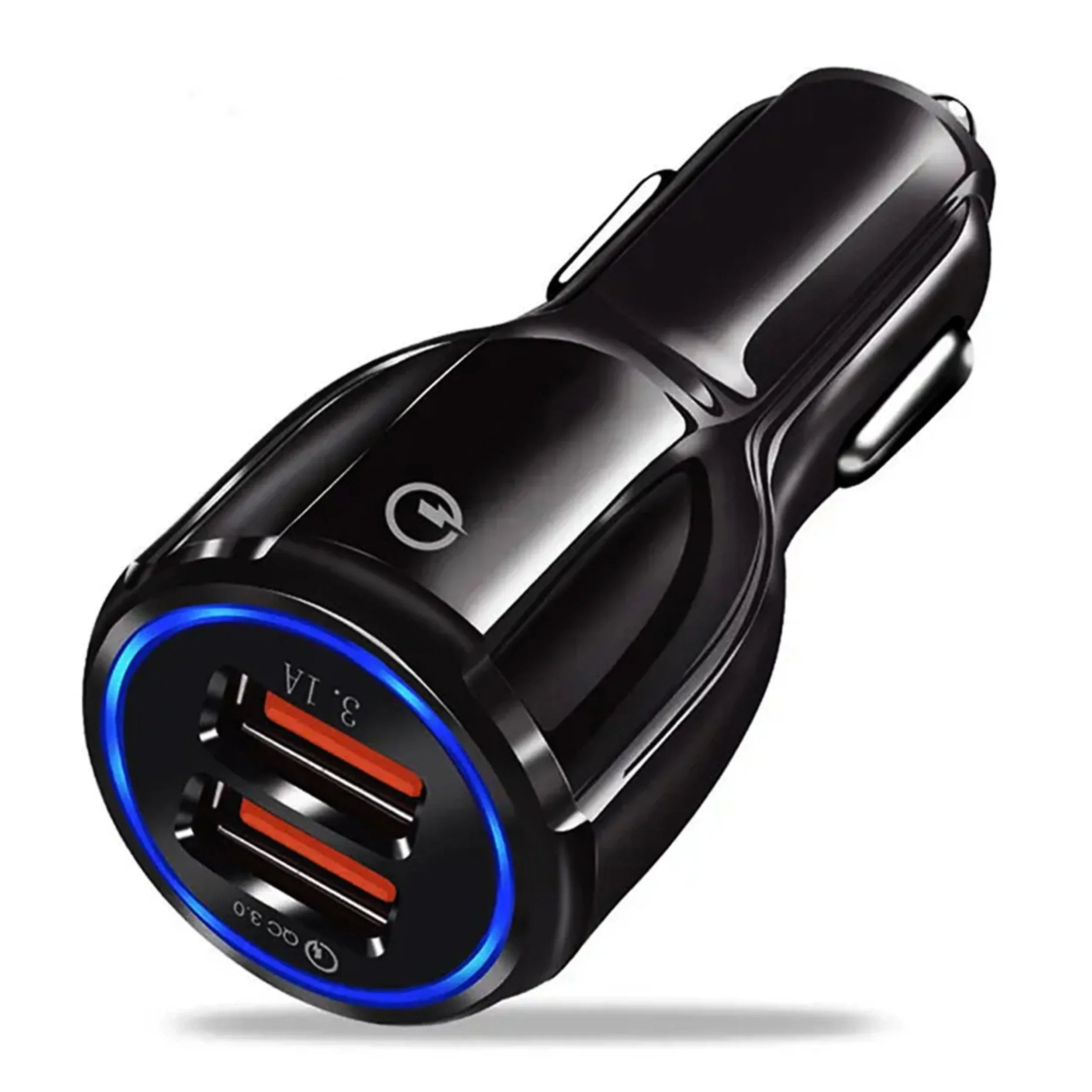 Usb Car Charger Dual Port Fast Charging Compact Adapter Black - Tophatter Daily Deals