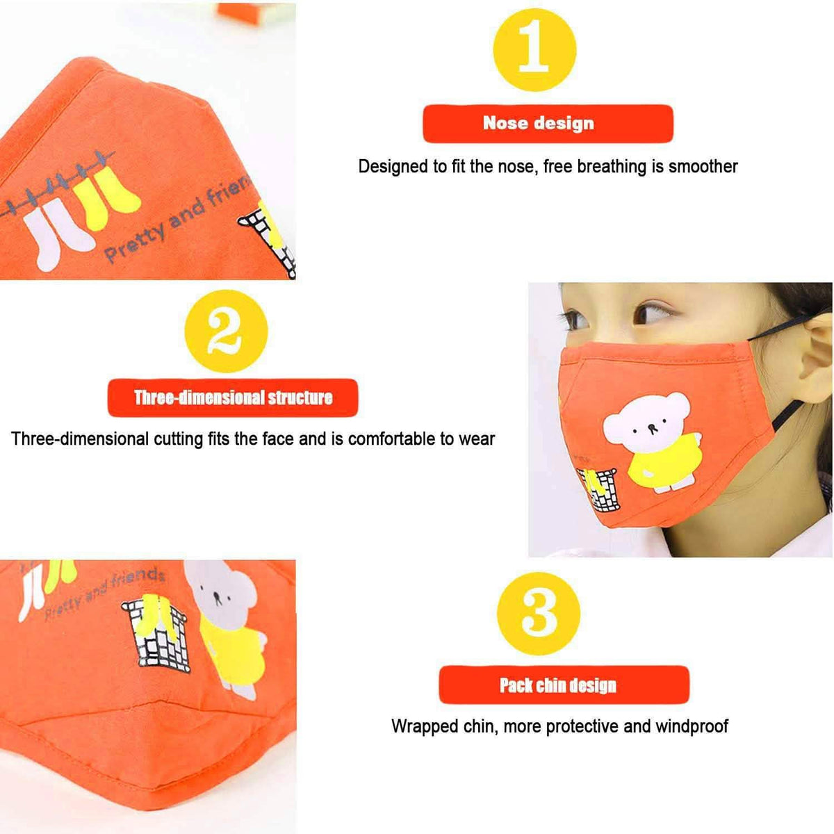 Cartoon Bears Cotton Dustproof for Children Face Masks & PPE - Tophatter Daily Deals