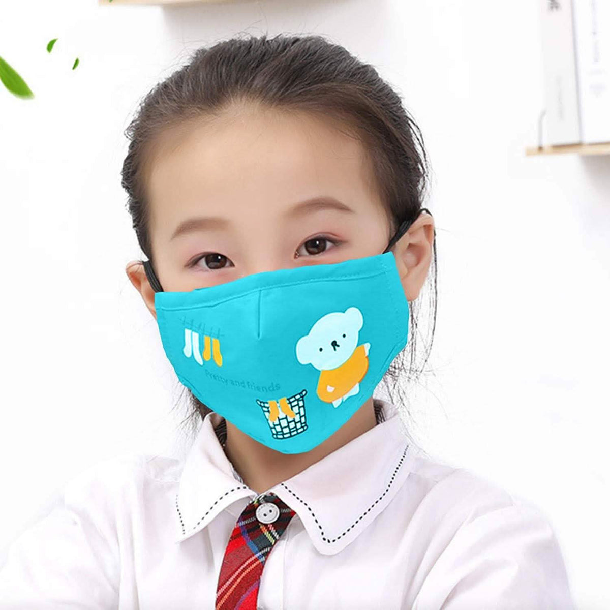 Cartoon Bears Cotton Dustproof for Children Light Blue Face Masks & PPE - Tophatter Daily Deals