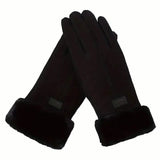 Cashmere Warm Suede Leather Plush Touch Screen Gloves Black Gloves, Scarves & Earmuffs - Tophatter Daily Deals